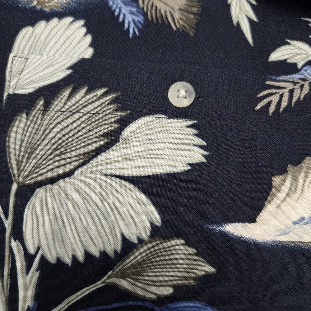 Vintage Campia Moda Men Medium Navy Tropical Floral Rayon Short Sleeve Shirt - Picture 7 of 7